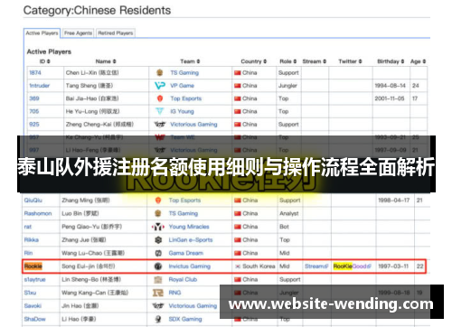 泰山队外援注册名额使用细则与操作流程全面解析