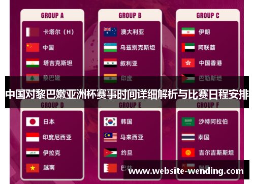 中国对黎巴嫩亚洲杯赛事时间详细解析与比赛日程安排