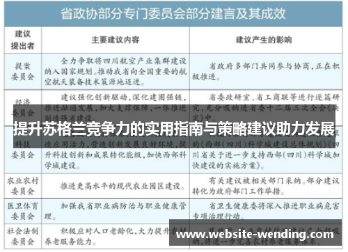 提升苏格兰竞争力的实用指南与策略建议助力发展